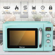 Load image into Gallery viewer, COSTWAY Retro Countertop Microwave Oven, 0.9Cu.ft, 900W Microwave Oven, with 5 Micro Power, Defrost &amp; Auto Cooking Function, LED Display, Glass Turntable and Viewing Window, Child Lock
