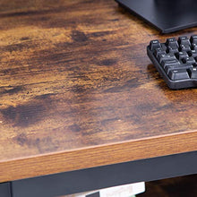 Load image into Gallery viewer, TOPSKY 55" Computer Desk with Bookshelf/Metal Desk Grommet Hole Cable Cover (Industrial/Rustic Brown)
