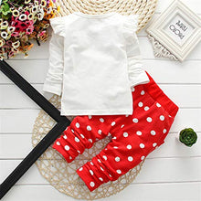 Load image into Gallery viewer, Cute Toddler Baby Girls Clothes Set Long Sleeve T-Shirt and Pants Kids 2pcs Outfits(White+Red,2T)

