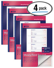 Load image into Gallery viewer, Cash Money and Rent Receipt Books, 4 Pack, Large Size, 2-Part Carbonless (White/Canary Yellow), 7-5/8 x 10-7/8 inches, by Better Office Products, 4 Sets per Page, 200 Sets per Book (800 Total Sets)
