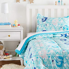 Load image into Gallery viewer, Amazon Basics Easy-Wash Microfiber Kid's Comforter and Pillow Sham Set - Full or Queen, Purple Unicorns
