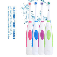 Load image into Gallery viewer, Electric Toothbrush Battery Power Round Brush Head Travel Electronic Whitening Cleaning Tooth Oral Care 3 Replacement heads(Green)
