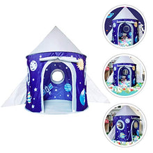 Load image into Gallery viewer, ULTECHNOVO Rocket Ship Tent Space Planet Themed Pretend Play Tent House Spaceship Tent Indoor and Outdoor for Kids Foldable Pop Up Star Play Tent Blue
