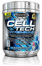 Load image into Gallery viewer, Creatine + BCAA Post Workout Electrolyte Powder | MuscleTech Cell-Tech Hyperbuild | Post-Workout Recovery Drink with Creatine Monohydrate + BCAAs Amino Acids | Blue Raspberry Blast (30 Servings)
