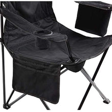 Load image into Gallery viewer, Coleman Camp Chair with 4-Can Cooler | Folding Beach Chair with Built In Drinks Cooler | Portable Quad Chair with Armrest Cooler for Tailgating, Camping &amp; Outdoors , Black, Roomy seat: 24"
