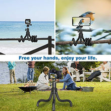 Load image into Gallery viewer, Phone Tripod, Portable Cell Phone Camera Tripod Stand with Wireless Remote, Flexible Tripod Stand for Selfies/Vlogging/Streaming/Photography Compatible with iPhone, Android Phone, Sports Camera GoPro
