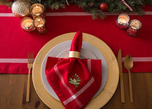 Load image into Gallery viewer, DII Embroidered Corner Christmas &amp; Holiday Tabletop Collection, Napkin Set, Mistletoe 6 Piece

