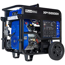 Load image into Gallery viewer, DuroMax XP15000EH Dual Fuel Portable Generator-15000 Watt Gas or Propane Powered Electric Start-Home Back Up &amp; RV Ready, 50 State Approved, Blue and Black

