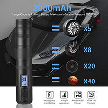 Load image into Gallery viewer, SEDISON Portable Air Compressor Pump： Rechargeable Mini Tire Inflator LCD Display &amp; Emergency LED Light 150 PSI Wireless Electric Air Compressor for Bicycle Motorcycle Tires Ball and Other Inflatables
