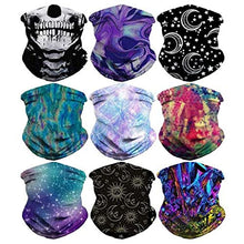 Load image into Gallery viewer, Youmymine 9 Pack Bandanas Unisex Outdoor Face Cover Headband Scarf Neck Windproof Sun Protection Bandana (Multicolor)
