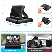 Load image into Gallery viewer, Shynerk Baby Car Mirror, 4.3'' HD Night Vision Function Car Mirror Display, Safety Car Seat Mirror Camera Monitored Mirror with Wide Crystal Clear View, Aimed at Baby, Easily Observe the Baby’s Move
