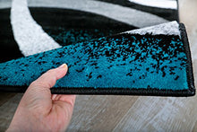 Load image into Gallery viewer, 1447 Turquoise Swirls 8x10 Modern Abstract Area Rug Carpet
