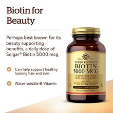 Load image into Gallery viewer, Solgar Biotin 5000 mcg, 100 Veg Caps - Promote Healthy Skin, Nails &amp; Hair - Supports Energy Production, Protein, Carbohydrate &amp; Fat Metabolism - Vitamin B - Non GMO, Vegan, Gluten Free - 100 Servings
