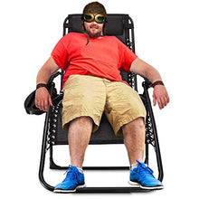 Load image into Gallery viewer, Zero Gravity Chair Oversized,420 lbs Weight Capacity Patio Lounge Chair, Folding Beach Chair Recliner 31.5 inch Extra Wide Yard Chair with Cup Holder (Black)
