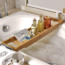 Load image into Gallery viewer, Sunningdale Luxury Bathtub Tray Caddy 100% Bamboo Bathtub Caddy Bathroom Shower Organizer for Shampoo, Soap, Razors, and Much More Bamboo Bathtub Tray
