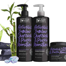 Load image into Gallery viewer, Not Your Mother's Activated Bamboo Charcoal &amp; Purple Moonstone Shampoo, Conditioner &amp; Scalp Scrub Hair Care Set
