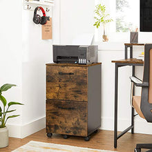 Load image into Gallery viewer, VASAGLE File Cabinet, with 2 Drawers, Mobile Filing Cabinet with Wheels, for A4, Letter Sized Documents, Hanging File Folders, Rustic Brown and Black UOFC040B01
