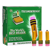 Load image into Gallery viewer, TICONDEROGA Erasers, Pencil Shaped, Yellow, 36-Pack (38936)
