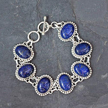 Load image into Gallery viewer, NOVICA Lapis Lazuli .925 Sterling Silver Link Bracelet, 7.75", Heavenly Love'
