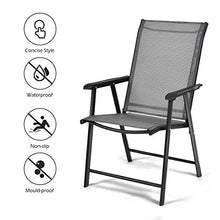 Load image into Gallery viewer, Giantex 2-Pack Patio Folding Chairs Portable for Outdoor Camping, Beach, Deck Dining Chair w/Armrest, Patio Chairs Set of 2, Grey
