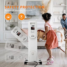 Load image into Gallery viewer, VIVOHOME 1500W Oil Filled Radiator Heater with Remote Control, Electric Portable Heater with Adjustable Thermostat and 24-Hours Timer, White

