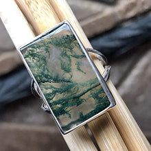 Load image into Gallery viewer, Natural Green Moss Agate 925 Solid Sterling Silver Ring Size 8.75
