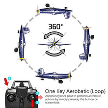 Load image into Gallery viewer, Top Race Rc Plane 4 Channel Remote Control Airplane Ready to Fly Rc Planes for Adults, Remote Control War Plane F4U Corsair with Propeller Saver (TR-F4U)
