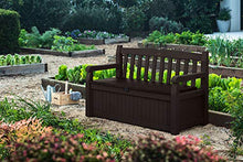 Load image into Gallery viewer, Keter Solana 70 Gallon Storage Bench Deck Box for Patio Furniture, Front Porch Decor and Outdoor Seating – Perfect to Store Garden Tools and Pool Toys, Brown
