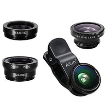Load image into Gallery viewer, iPhone Lens,by Ailun,3 in 1 Clip On 180 Degree Fish Eye Lens+0.65X Wide Angle+10X Macro Lens,Universal HD Camera Lens Kit for iPhone 7/6s/6s Plus/6/SE/5/5s,Samsung,BlackBerry,Mobile Phone [Black]
