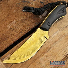 Load image into Gallery viewer, 7.5" Tactical Knife Survival Knife Hunting Knife FULL TANG Fixed Blade Knife Etched Damascus Razor Sharp Edge Camping Accessories Camping Gear Survival Kit Survival Gear Tactical Gear 51565 (Gold)
