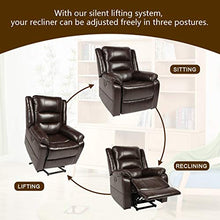 Load image into Gallery viewer, Esright Power Lift Chair Faux Leather Electric Recliner for Elderly, Heated Vibration Massage Sofa with Side Pockets, USB Charge Port &amp; Remote Control, Dark Brown

