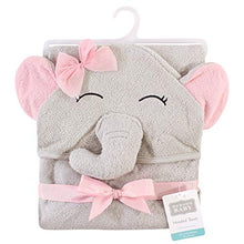 Load image into Gallery viewer, Hudson Baby Unisex Baby Cotton Animal Face Hooded Towel, Pretty Elephant, One Size
