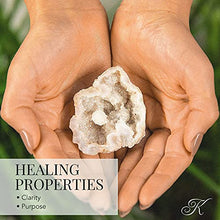 Load image into Gallery viewer, KALIFANO Angel Aura Quartz Geode - Titanium Bonded High Energy Crystal Cuarzo Cluster/Druzy with Information Card - Natural Reiki Rock Used for Clarity and Purpose (Family Owned and Operated)
