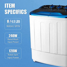 Load image into Gallery viewer, HOMHUM Mini Portable Twin Tub Washing Machine,Compact 13lbs Washer + Spinner Combo,Built-in Gravity Drain, Ideal for Dorms, Apartments, RVs, Camping etc, White/Blue

