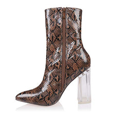 Load image into Gallery viewer, AIIT Women's Chunky High Heel Ankle Boot Shoe Brown Size9
