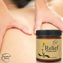 Load image into Gallery viewer, Relief Arnica Cream – Enriched with Lemongrass, Eucalyptus &amp; Rosemary Essential Oils – All Natural Massage Lotion for Sore Muscles &amp; Stiffness. Perfect for Massage Therapy by Brookethorne Naturals
