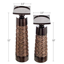Load image into Gallery viewer, Dublin Decorative Candle Holder Set of 2 - Home Decor Pillar Candle Stand, Coffee Table Mantle Decor Centerpieces for Fireplace, Living or Dining Room Table, Gift Boxed (Coffee Brown)
