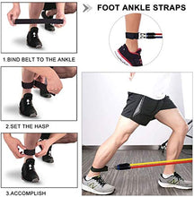Load image into Gallery viewer, DMYCO Resistance Bands Set - Stackable Exercise Bands Up to 150 Lbs with Door Anchor, Handles, Waterproof Carry Bag and Legs Ankle Straps for Resistance Training, Physical Therapy, Home Workouts
