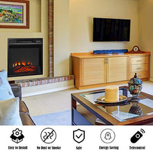 Load image into Gallery viewer, Tangkula 18" Electric Fireplace Heater, Freestanding &amp; Recessed 1400 W Electric Stove Heater w/Adjustable LED Flame, Fireplace Insert w/Remote Control, Safer Plug and Sensor
