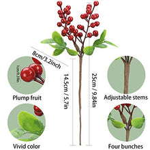 Load image into Gallery viewer, Felice Arts Artificial Red Berry, 12 Pack Christmas Berry Stems Faux Holly Berries Branches for Christmas Tree Fireplace Wreath Crafts Holiday and Home Decor
