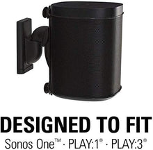 Load image into Gallery viewer, Sanus Adjustable Sonos Wall Mount for Sonos One, Play:1, &amp; Play:3 - Tool Free Tilt &amp; Swivel Adjustments for Best Audio - Pair (Black) - WSWM22-B1
