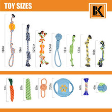 Load image into Gallery viewer, BK PRODUCTS LLC Dog Toys - 13 Puppy Dog Rope Toys - Chew Toy for Puppy Small and Medium Dogs - Puppy Chew Toys - Dog Toy Pack - Set of 13 Chew Toys and Teething Toys with Bonus Storage Bag
