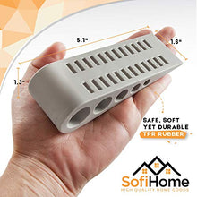 Load image into Gallery viewer, Door Stopper 6 Pack [1.3" high] - Bonus Holders - SofiHome Premium Heavy Duty Door Stop Rubber Wedge with Decorative Holder - Ideal for Large &amp; Small Door Gaps - The Improved (6, Gray)
