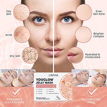 Load image into Gallery viewer, YouGlow 10 Jelly Face Mask Peel Off Face Treatment - 24K Gold, Antioxidant Goji Berry, Bulgarian Rose, Plla Infusion, Bamboo Charcoal, Lavender, Kiwi Fruit, Hyaluronic Acid, Tea Tree, Himalayan Salt
