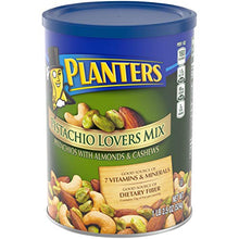 Load image into Gallery viewer, PLANTERS Pistachio Lover's Mix, 1.15 lb. Resealable Canister - Deluxe Pistachio Mix: Pistachios, Almonds &amp; Cashews Roasted in Peanut Oil with Sea Salt - Kosher, Savory Snack
