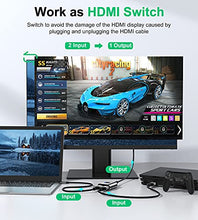Load image into Gallery viewer, HDMI Switch 4k@60hz Splitter, GANA Aluminum Bidirectional HDMI Switcher 2 in 1 Out, Manual HDMI Hub Supports HD Compatible with Xbox PS5/4/3 Blu-Ray Player Fire Stick Roku (1 Display at a Time)

