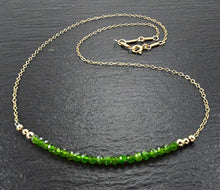 Load image into Gallery viewer, Chrome Diopside &amp; 14k Gold Filled Necklace - Gold Filled Gemstone Necklaces for Women - Made in Alaska

