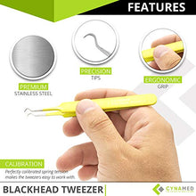 Load image into Gallery viewer, Blackhead Tweezer - Professional Curved Steel Tip Surgical Comedone &amp; Splinter Extractor By Rapid Vitality. Ideal Blemish &amp; Acne Remover Tool Means Flawless Facial Skin (Yellow)

