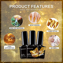 Load image into Gallery viewer, Morovan Cat-Eye Gel Nail Polish Kit - 6 Colors Gold Shade Gel Nail Polish with Magnetic Stick Soak-Off UV LED Chameleon Glitter Gel Polish Kit Professional Starter Kit Salon DIY Home Gift Box

