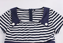 Load image into Gallery viewer, Wellwits Women's Vintage Pin Up A Line Stripes Sailor Dress Navy M
